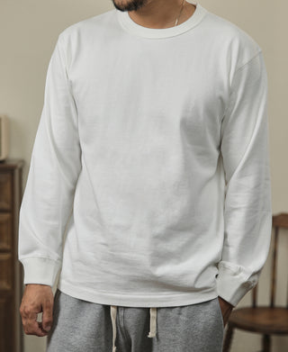 10.5 oz Cotton Loopwheel Tubular Long Sleeve T-Shirt - White