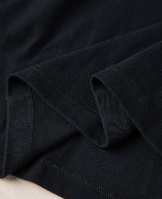 Close-up of a black sweatshirt with a pocket detail