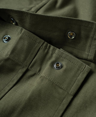 Olive M-51 field cargo trousers waistband with snap buttons and belt loops