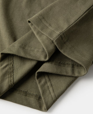 hem detail of Green Short Sleeve Henley T-Shirt