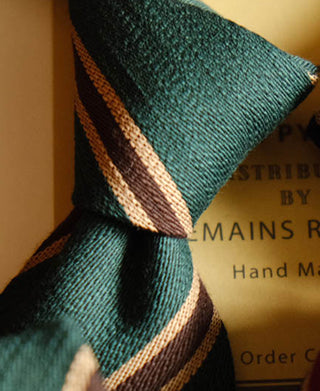 Striped Regimental Tie - Green/Brown