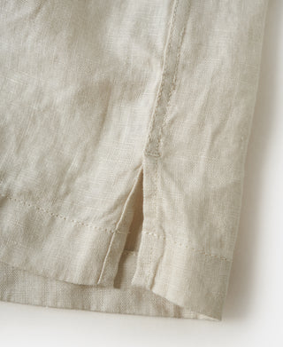 1950s Italian Collar Long-Sleeve Linen Shirt - Apricot
