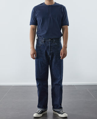 9.3 oz Cotton Tubular Henley T-Shirt - Navy