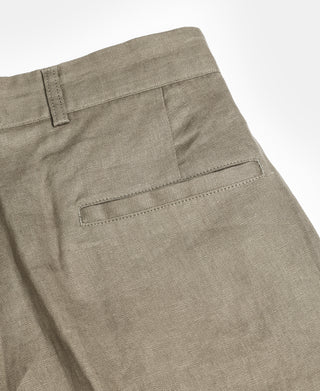 Lot 841 1940s Linen Two Tuck Slacks - Khaki Green