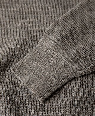 Textured Melange Knit Henley Shirt - Taupe