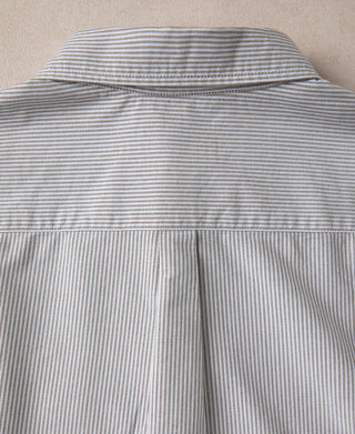 Green-striped oxford button-down shirt, back yoke and center pleat