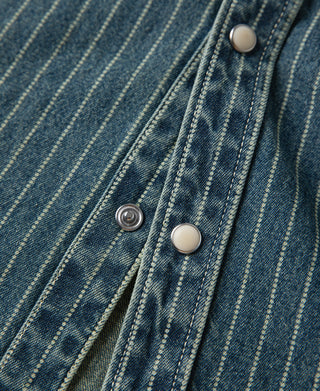 Slim Fit Wabash Striped Indigo Western Shirt