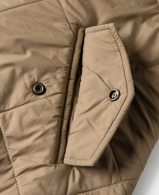 Reversible Diamond Quilted Stand-Collar Jacket - Khaki