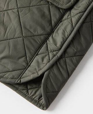Corduroy Trimmed Diamond Quilted Field Vest – Olive