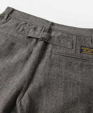 Wool Blend Herringbone Work Trousers - Light Brown