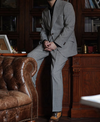 1940s Gray Striped Wool Single-Breasted Suit Jacket