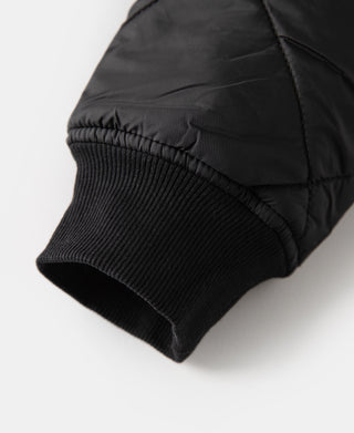 Reversible Diamond Quilted Stand-Collar Jacket - Black