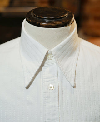 1920s Point Collar Jacquard Textured Dobby Shirt