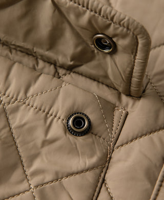 Corduroy Trimmed Diamond Quilted Field Vest – Khaki