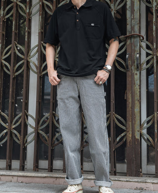 Raglan Sleeve Cotton-Piqué Polo Shirt - Black