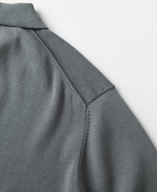 Lot 910L Long Sleeve Knitted Polo Shirt - Gray