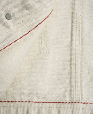 15.5 oz Ecru Selvedge Denim Repair Trucker Jacket
