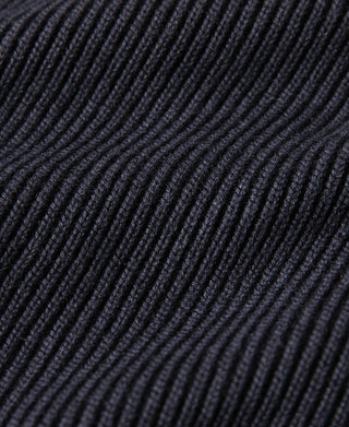 Ribbed Knit Two-End Zip Wool Blend Cardigan