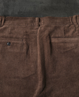 Straight-Leg Double-Pleated Cotton-Corduroy Trousers - Brown