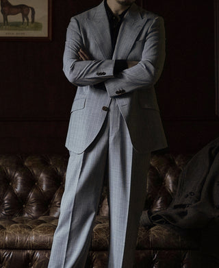 1940s Gray Striped Wool Single-Breasted Suit Jacket