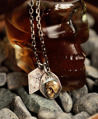 Sterling Skull Tag Necklace