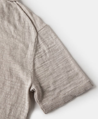 Lightweight Slub Cotton Knit Polo - Oatmeal