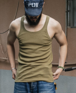 Military Cotton Tank Top - Olive