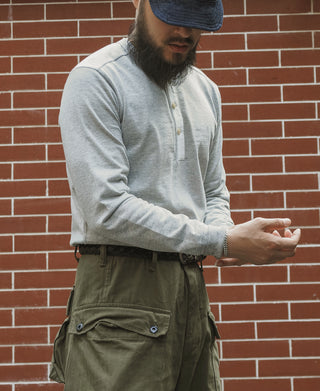 Vintage Long Sleeve Henley Shirt - Gray