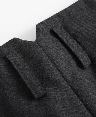 Hollywood Waisted Wool Blend Trousers - Dark Gray