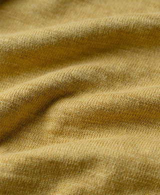 Slub Cotton Long Sleeve Knit Polo - Mustard