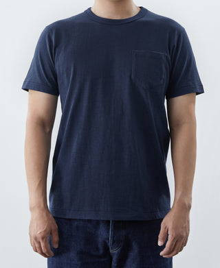 7.4 oz Slub Cotton Loopwheel Tubular Pocket T-Shirt - Navy