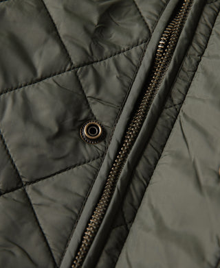 Corduroy Trimmed Diamond Quilted Field Vest – Olive
