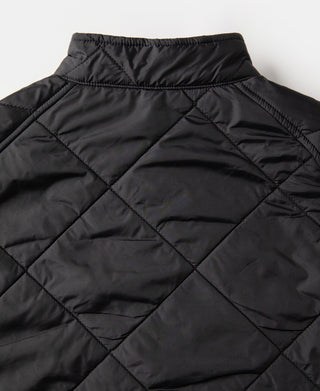 Reversible Diamond Quilted Stand-Collar Jacket - Black