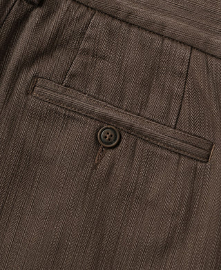 Pantalon à pinces style années 1930 en chevron - Marron