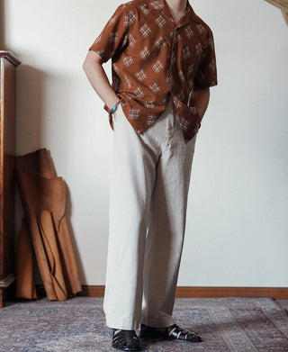 Printed Seersucker Cuban Collar Aloha Shirt