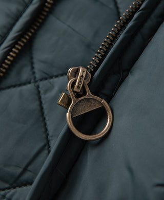 Corduroy Trimmed Diamond Quilted Field Vest – Dark Green