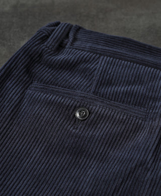 Straight-Leg Double-Pleated Cotton-Corduroy Trousers - Indigo