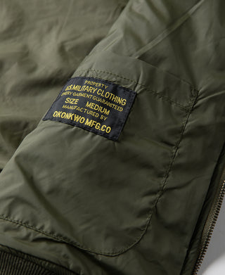 Reversible Diamond Quilted Stand-Collar Jacket - Olive