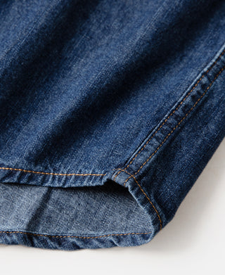 Slub Denim Snap Button Western Shirt - Indigo