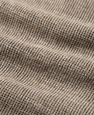 Textured Melange Knit Henley Shirt - Brown Beige