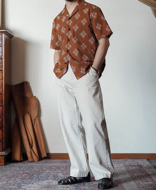 Printed Seersucker Cuban Collar Aloha Shirt