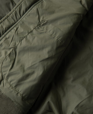 Reversible Diamond Quilted Stand-Collar Jacket - Olive