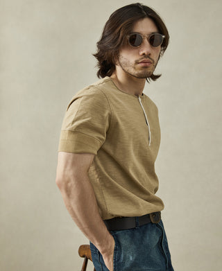 1900s 9.8 oz Slub Cotton Henley T-Shirt - Sand