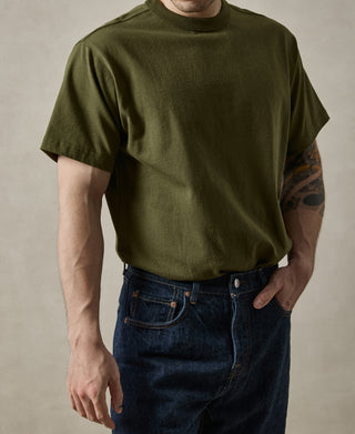 1900s Heavyweight Cotton Jersey Boxy T-Shirt - Olive