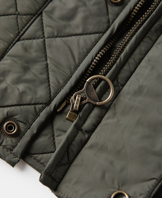 Corduroy Trimmed Diamond Quilted Field Vest – Olive