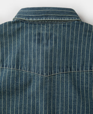 Slim Fit Wabash Striped Indigo Western Shirt