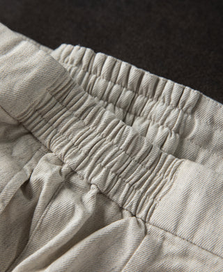 Retro Drawstring Slub Cotton Straight-leg Trousers