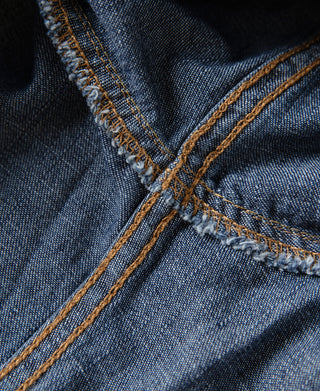 Slub Denim Snap Button Western Shirt - Indigo