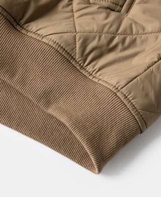 Reversible Diamond Quilted Stand-Collar Jacket - Khaki