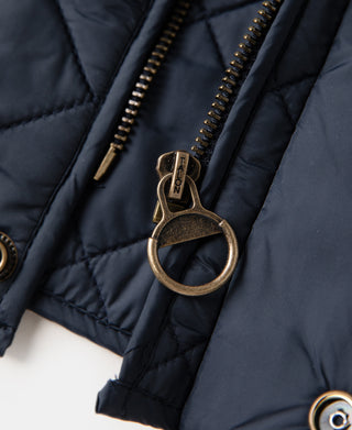 Corduroy Trimmed Diamond Quilted Field Vest – Navy